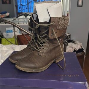Madden Girl Brown Lace-Up Boots with Knit Cuff